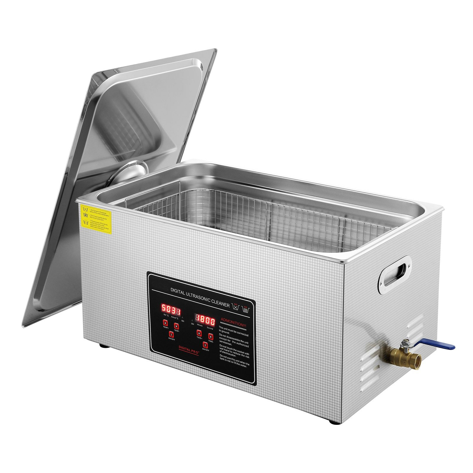 Relioworks 22L Ultrasonic Cleaner 480W – With Digital Timer and Heater, LED Display, 30-Min Timer for Jewelry & Dental Tools