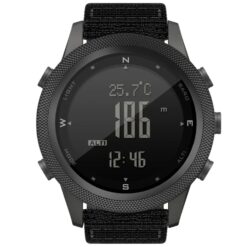 Men’s Outdoor Digital Watch with Temp & Pressure Sensor – 46mm Zinc Alloy Case, Hardened Mineral Crystal, Dive-Ready & Shock Resistant