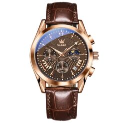 Men's Analog Watch - Leather Strap, 44mm Dial, Chronograph, Water Resistant