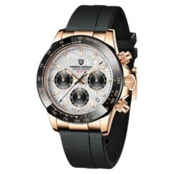 Men's Analog Watch - Rubber Strap, Rattrapante Chronograph, Luminous Hands, Water Resistant