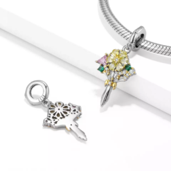 Alternative view of Rich Color Crystallized Bridesmaid/Bridal Bouquet Charm 925 Sterling Silver