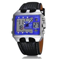 Men's Analog-Digital Watch - Rubber Strap, Rectangular, Stopwatch and Alarm