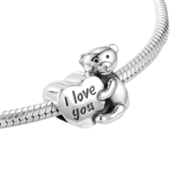 Alternative view of I Love You Teddy Bear Heart Charm 925 Sterling Silver