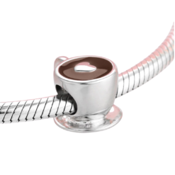 Alternative view of Coffee Lovers Heart Coffee Cup Charm 925 Sterling Silver