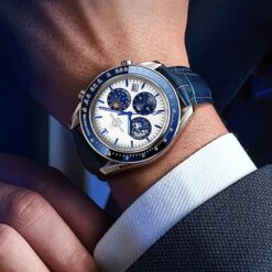 Alternative view of Men's Analog Watch - Leather Strap, Classic, Chronograph, Luminous Hands, 44mm Dial