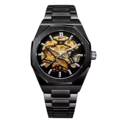 41mm Rectangular Analog Watch – Luminous Hands, Butterfly Clasp | Silver, Black or Gold Steel Bracelet