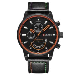 Men's Analog Watch - Leather Strap, 45mm Hardlex Crystal, Water Resistant