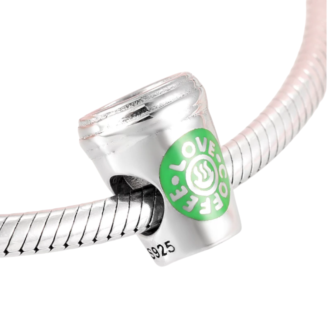 Love Coffee Cup Java Charm 925 Sterling Silver - Image 2