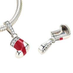 Alternative view of Holiday Ready Christmas Stocking Dangle Charm 925 Sterling Silver