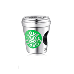 Love Coffee Cup Java Charm 925 Sterling Silver