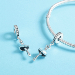 Alternative view of Blue Ballerina Cubic Zirconia Dangle Charm 925 Sterling Silver