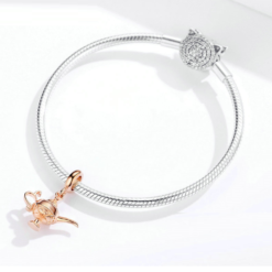 Alternative view of Rose Gold Sparkling Aladdin Lamp Charm in 925 Sterling Silver