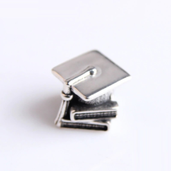 Alternative view of Congratulations! Graduation Cap & Books Charm 925 Sterling Silver