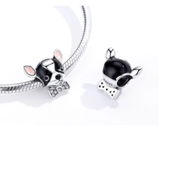 Alternative view of Formal Cutie Black & White Chihuahua Charm 925 Sterling Silver