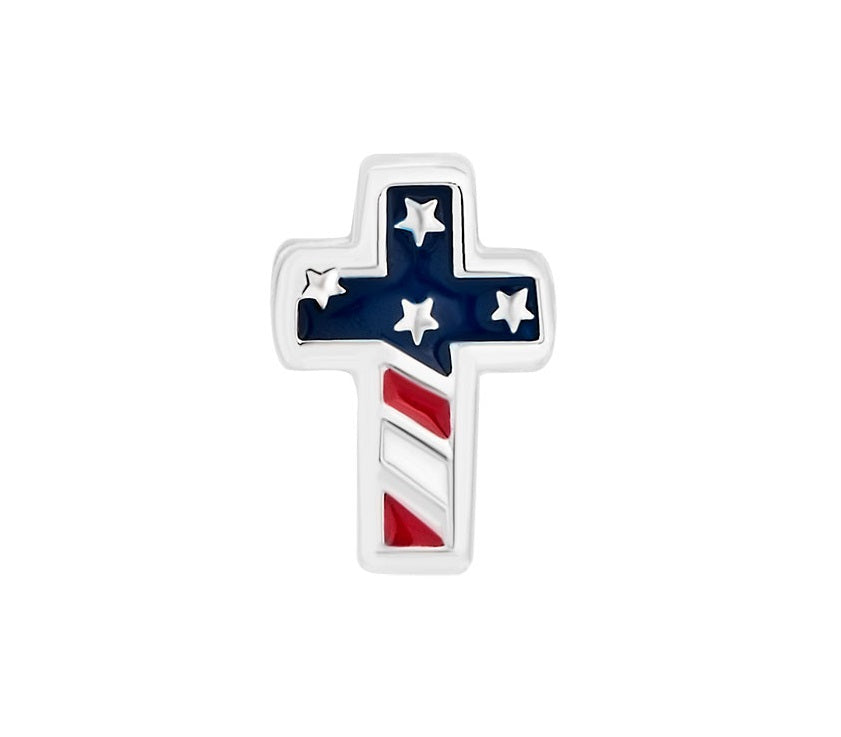 USA Flag Cross Charm