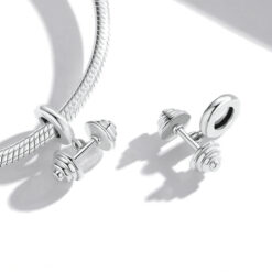 Alternative view of Dumbbell Dangle Charm 925 Sterling Silver
