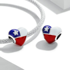 Alternative view of Chile Flag Heart Charm 925 Sterling Silver