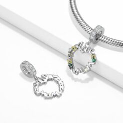 Alternative view of Love Mom Heart Wreath Butterfly Charm 925 Sterling Silver
