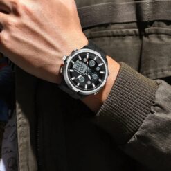 Alternative view of Anadigi Sport Men's Watch 53mm - Silicone Strap, Acrylic Crystal, Water-Resistant, Analog-Digital Display