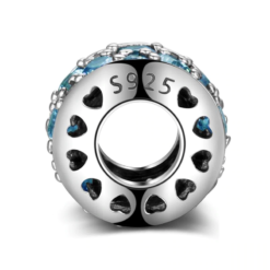 Alternative view of Blue Sparkle Spacer Charm 925 Sterling Silver