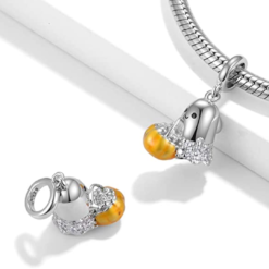 Alternative view of Trick-or-Treater Ghost w/ Pumpkin Candy Basket Charm 925 Sterling Silver