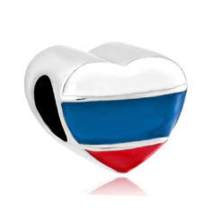 Russia Flag Heart Bead
