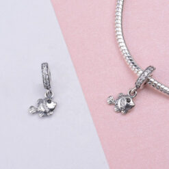 Alternative view of Lucky Crystal Fish Charm 925 Sterling Silver