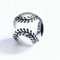 Alternative view of Shiny Baseball Bead Charm 925 Sterling Silver