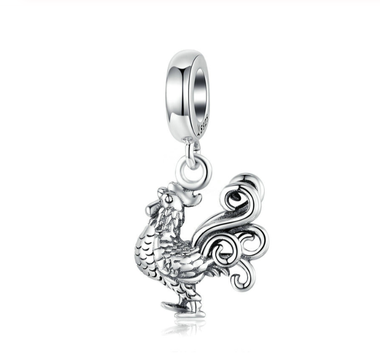 Rooster Dangle Charm 925 Sterling Silver - Image 2
