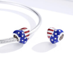 Alternative view of American Flag Heart Charm 925 Sterling Silver